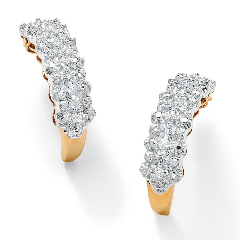 Tutone 10k Gold Diamond Cluster Pierced Earrings