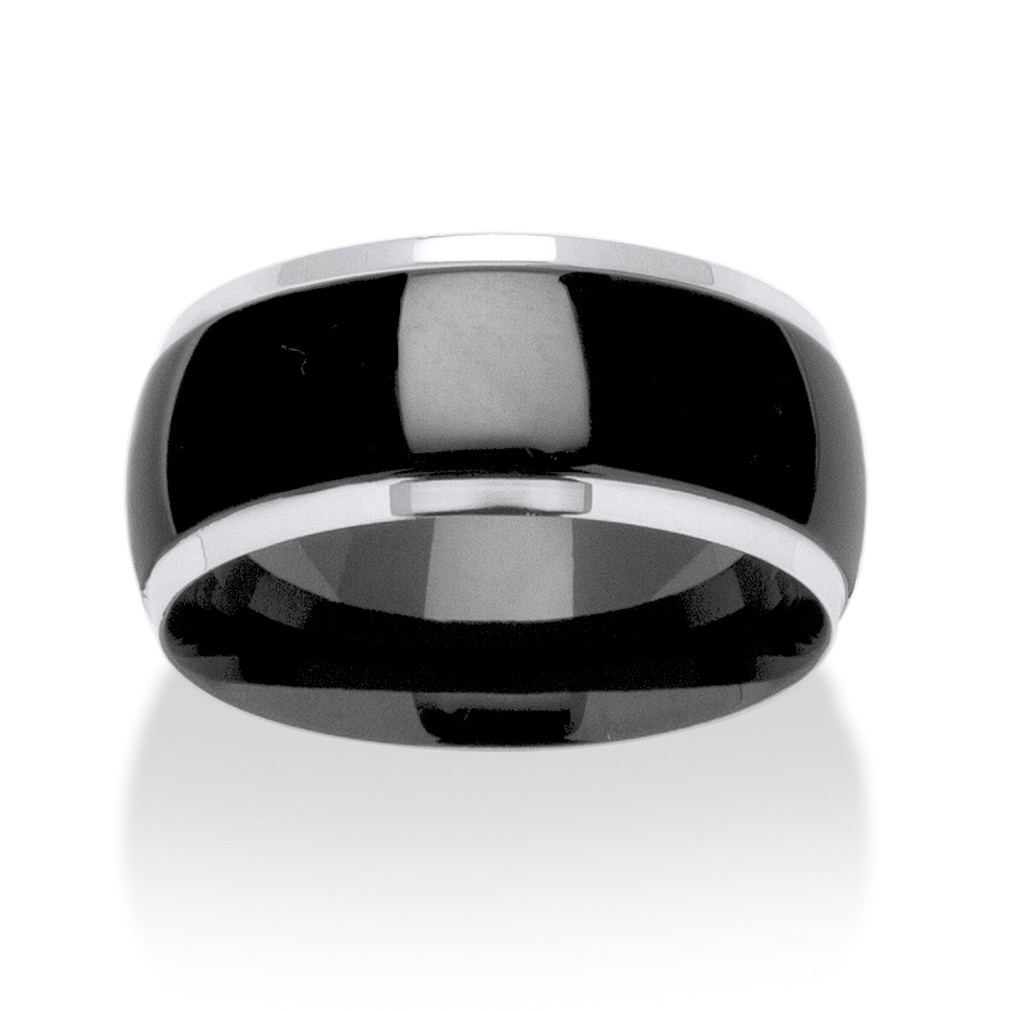 Black IP Stainless Steel Wedding Band 10 mm