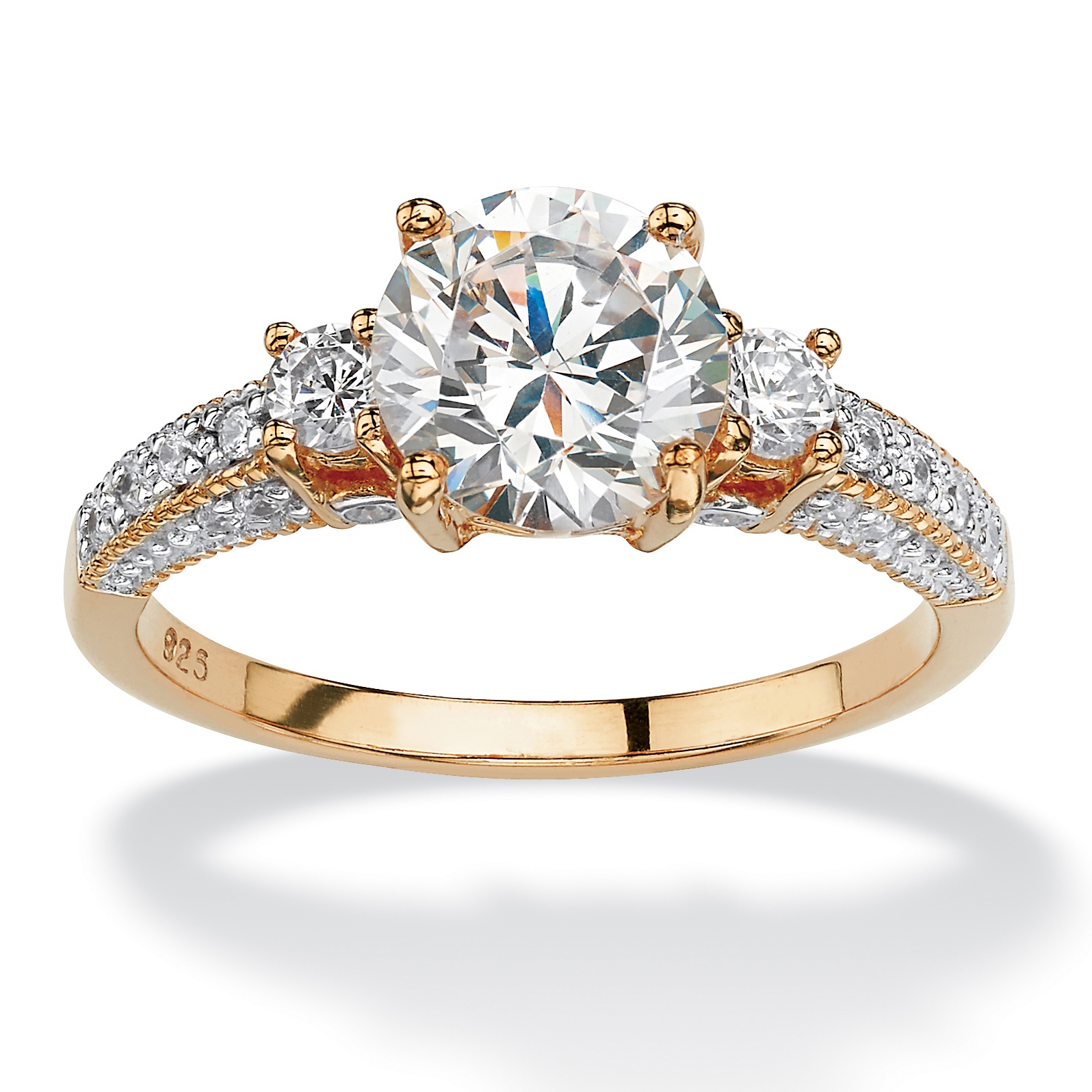 Tutone. 18k Gold over Sterling Silver DiamonUltra&trade; Cubic Zirconia Ring
