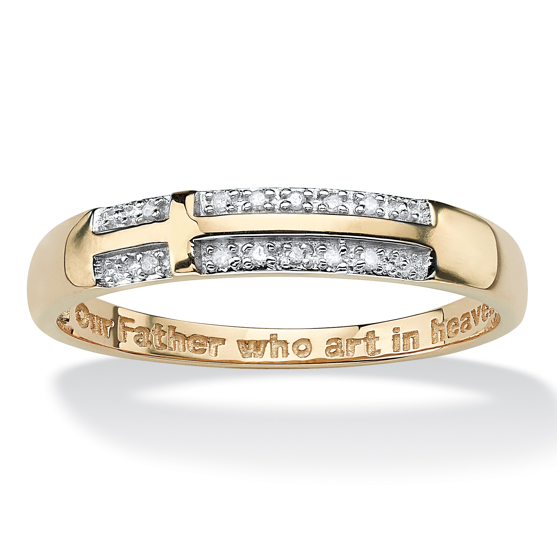 10k Gold Men's Diamond Accent Lord's Prayer Cross Ring