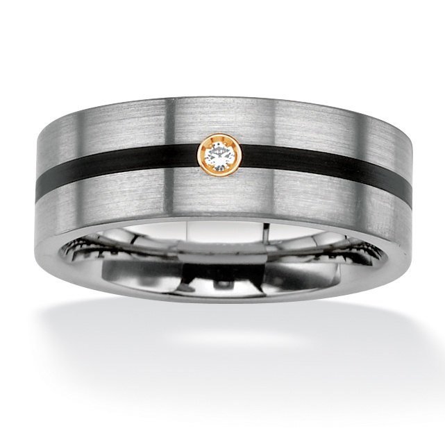 Men's Black IP Stainless Steel & Stainless Steel DiamonUltra&trade; Cubic ...
