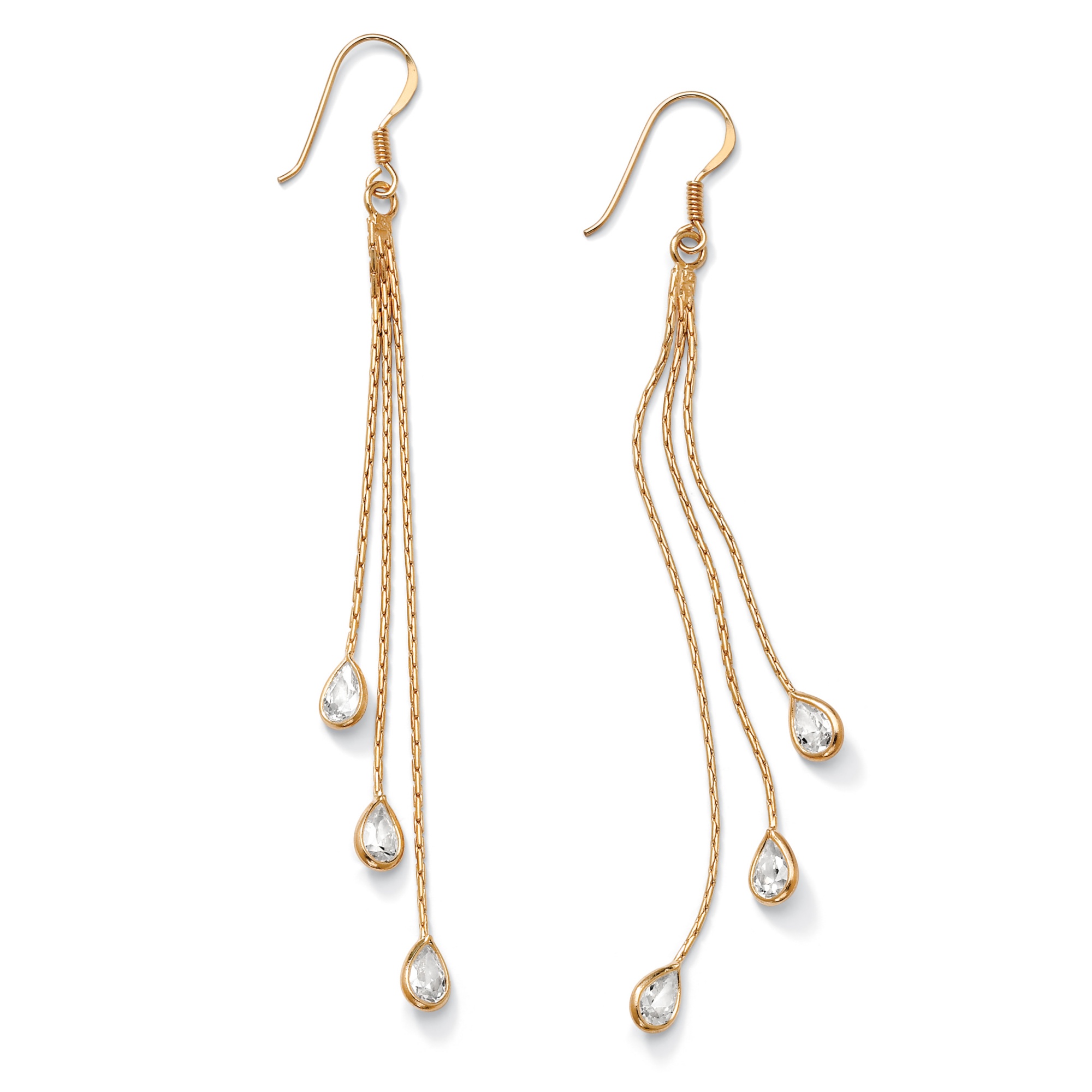 18k Gold over Sterling Silver Graduated Pear-Shaped DiamonUltra&trade; Cubic ...