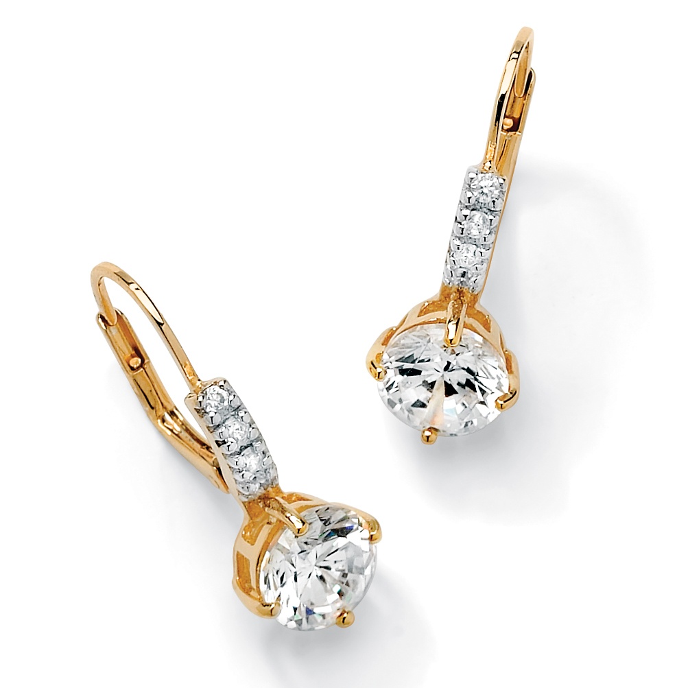 18k Gold over Sterling Silver Round DiamonUltra Cubic Zirconia Pierced Earrings