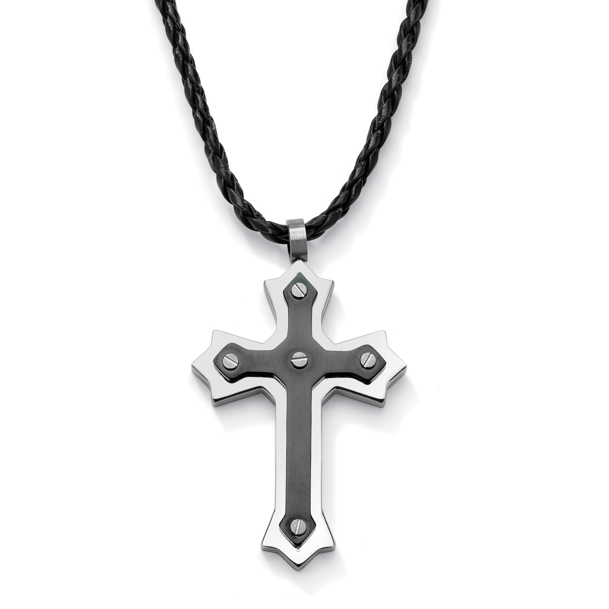 Stainless Steel Black IP Stainless Steel Cross Pendant