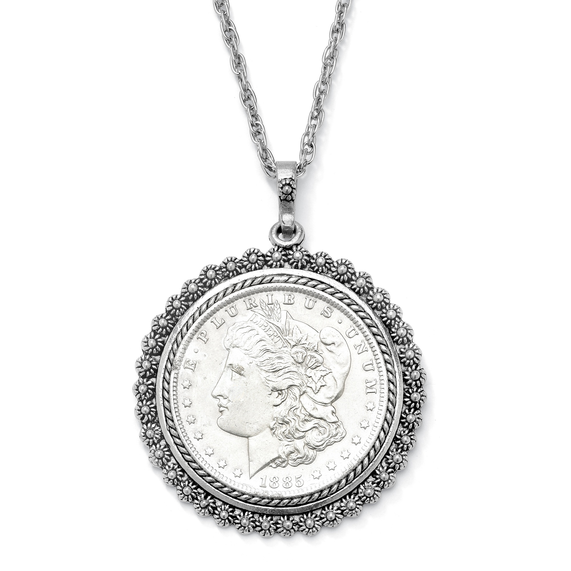 Silvertone Lady Liberty Uncirculated Coin Pendant