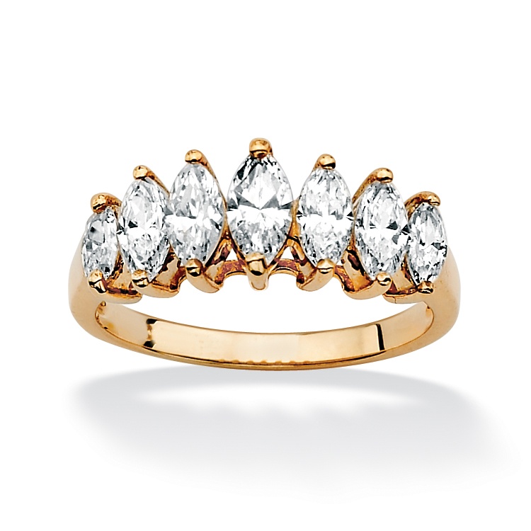 10k Gold Marquise-Cut DiamonUltra&trade; Cubic Zirconia Ring