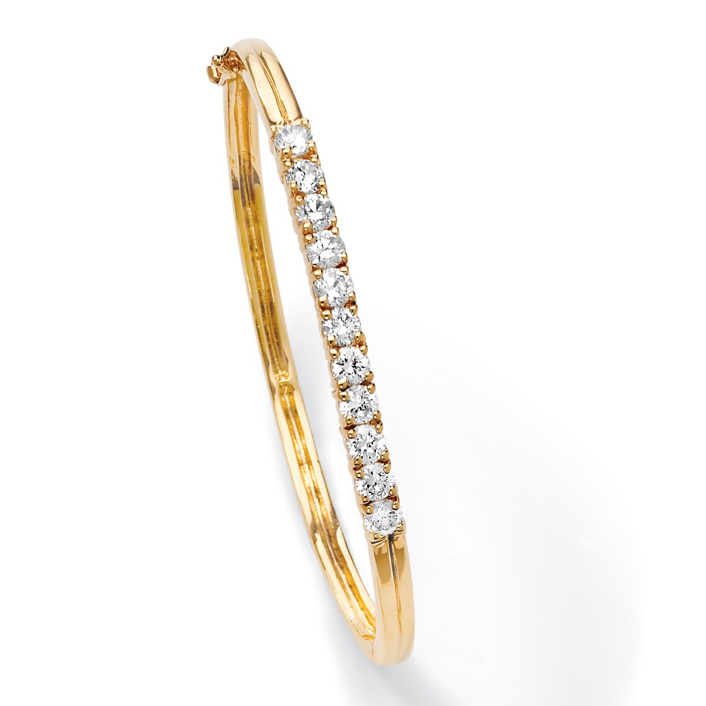 18k Gold-Plated Round DiamonUltra&trade; Cubic Zirconia Bangle Bracelet