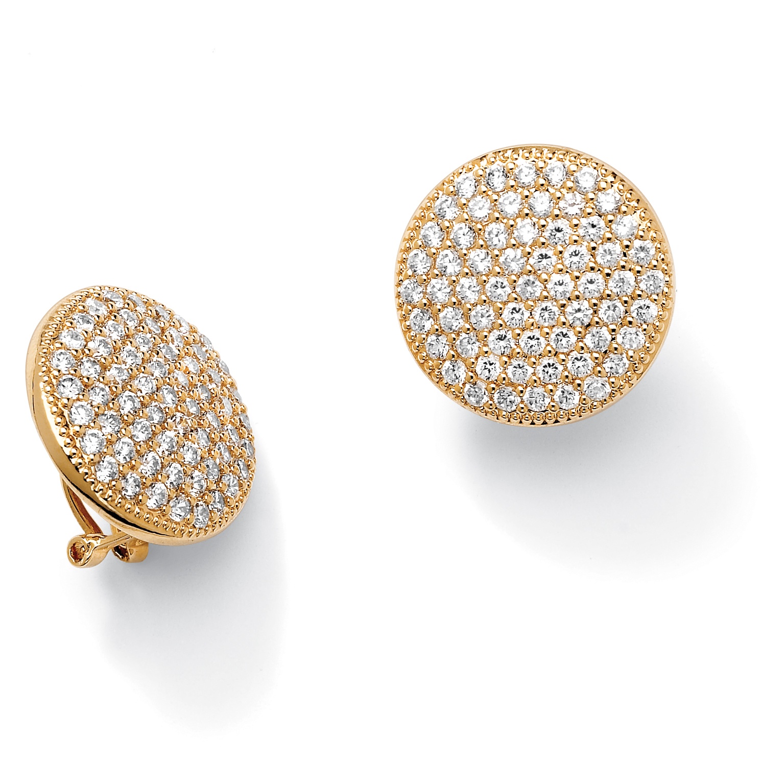 14k Gold-Plated DiamonUltra&trade; Cubic Zirconia Disk Pierced Earrings