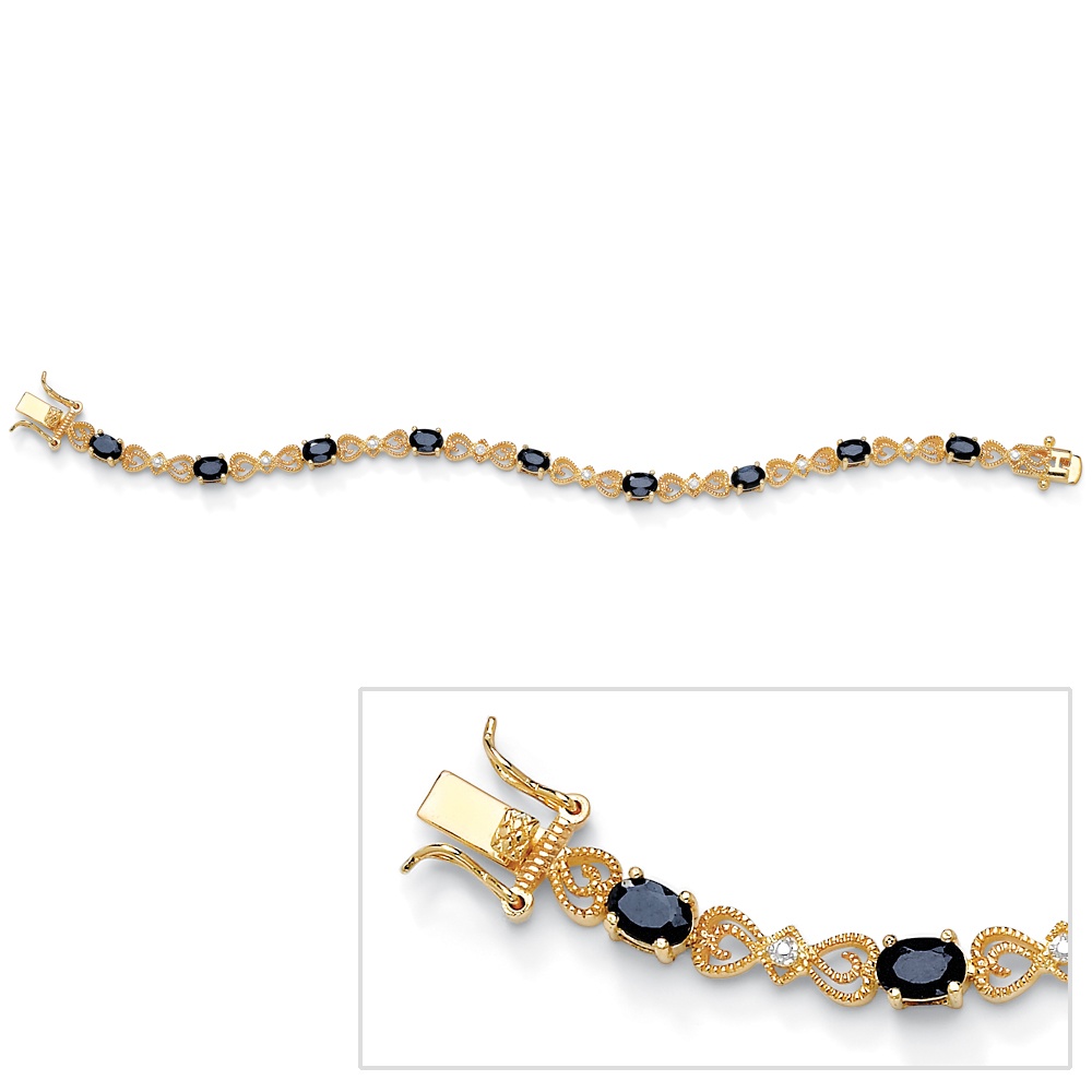 18k Gold over Sterling Silver Midnight Sapphire and Diamond Accent Filigree ...