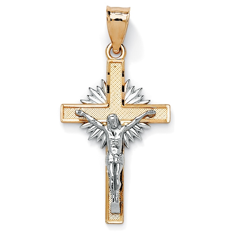 Tutone 10k Gold Crucifix Cross Pendant