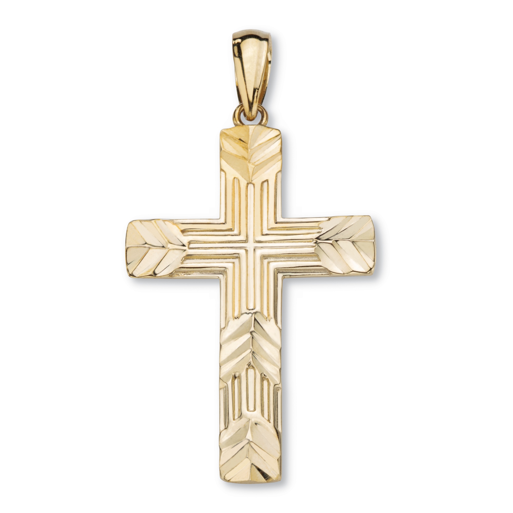 10k Gold Diamond-Cut Cross Pendant