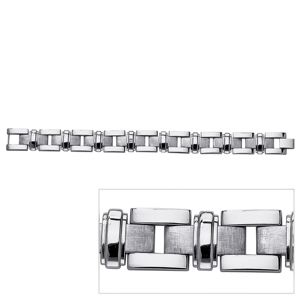 Men's Stainless Steel Diamond Accent Link Bracelet