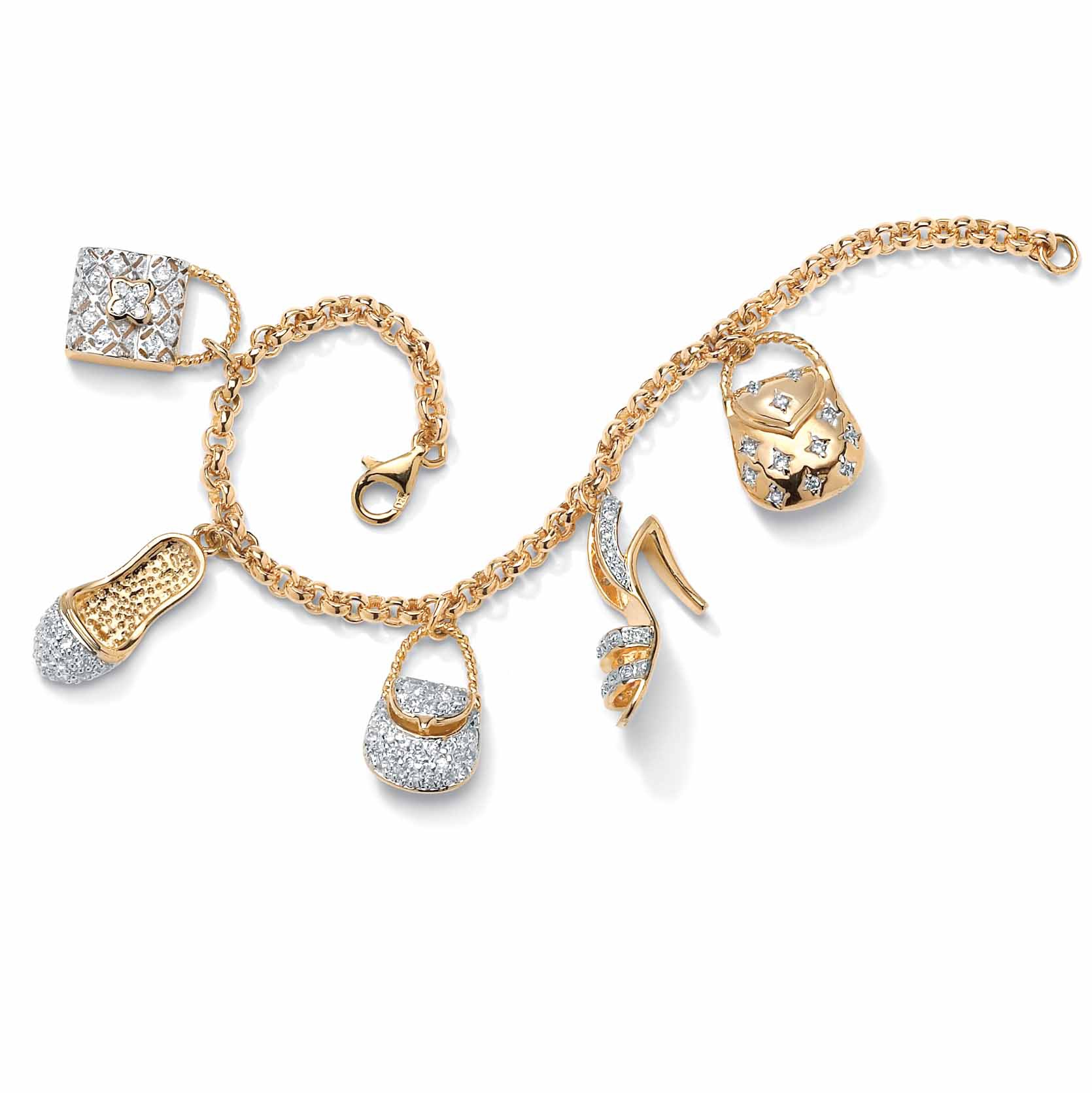 14k Gold-Plated DiamonUltra&trade; Cubic Zirconia Handbag and Shoe Charm ...