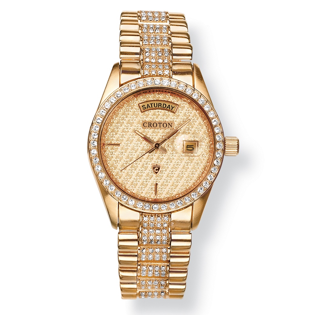 14k Gold-Plated Crystal Watch