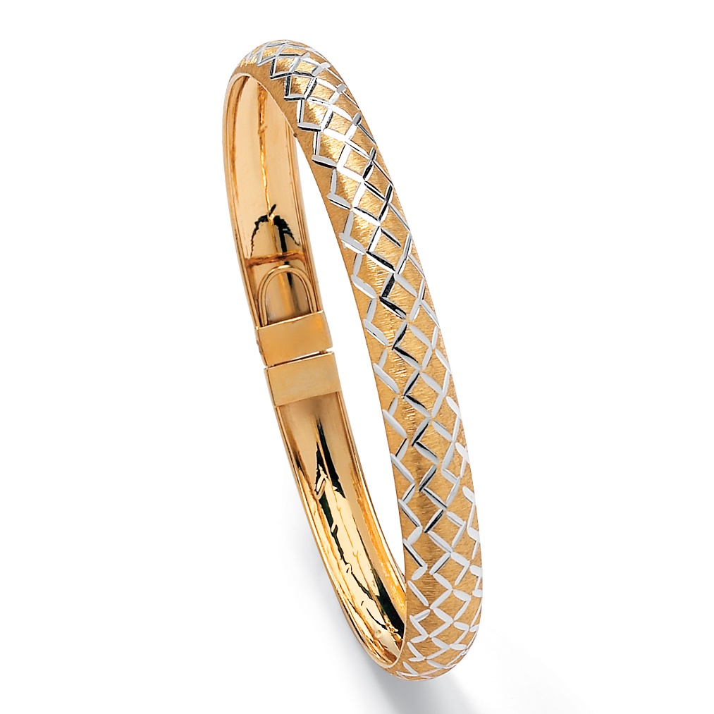 18k Gold over Sterling Silver Diamond-Cut Bangle Bracelet