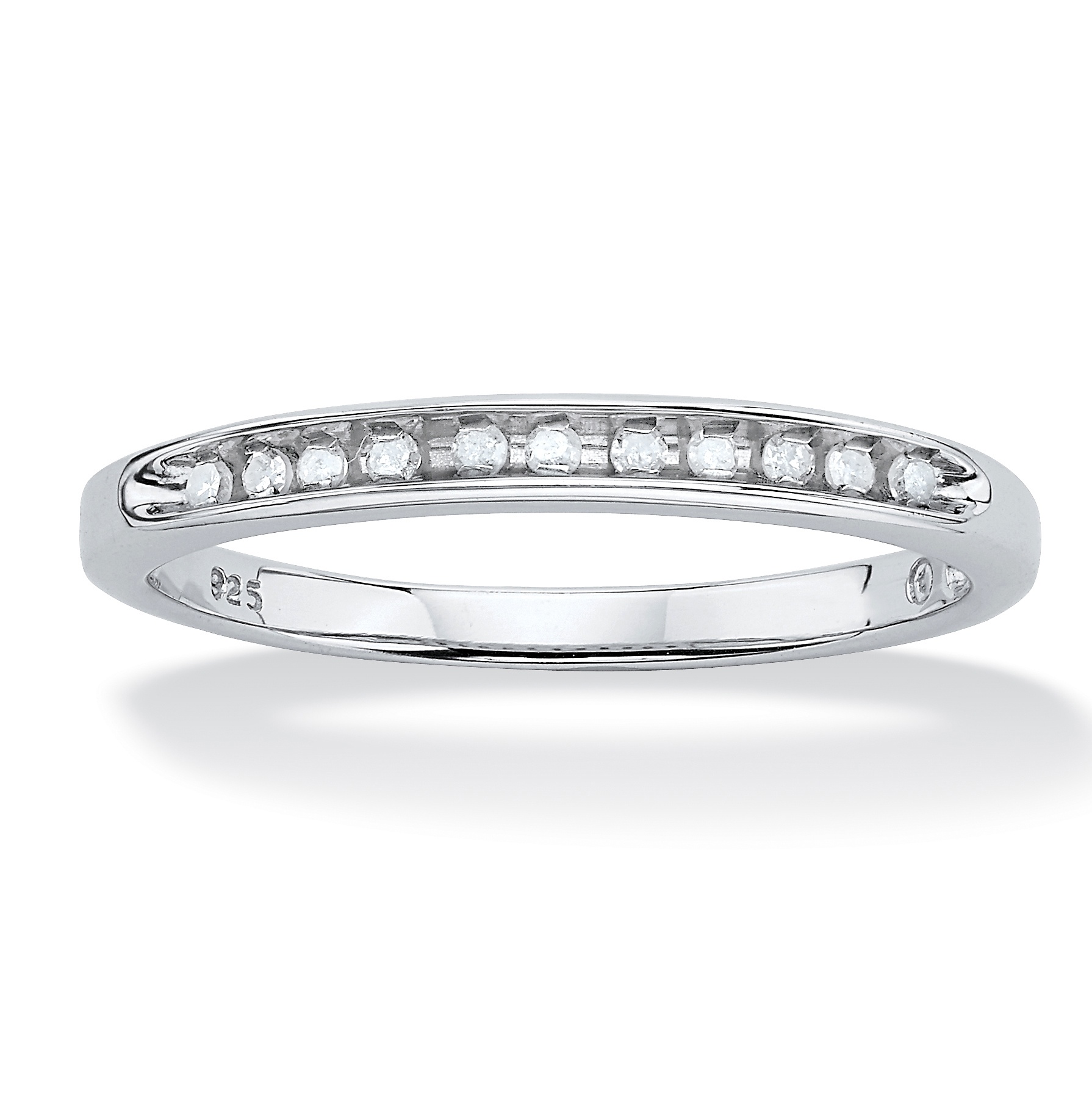Platinum over Sterling Silver Diamond Anniversary Ring
