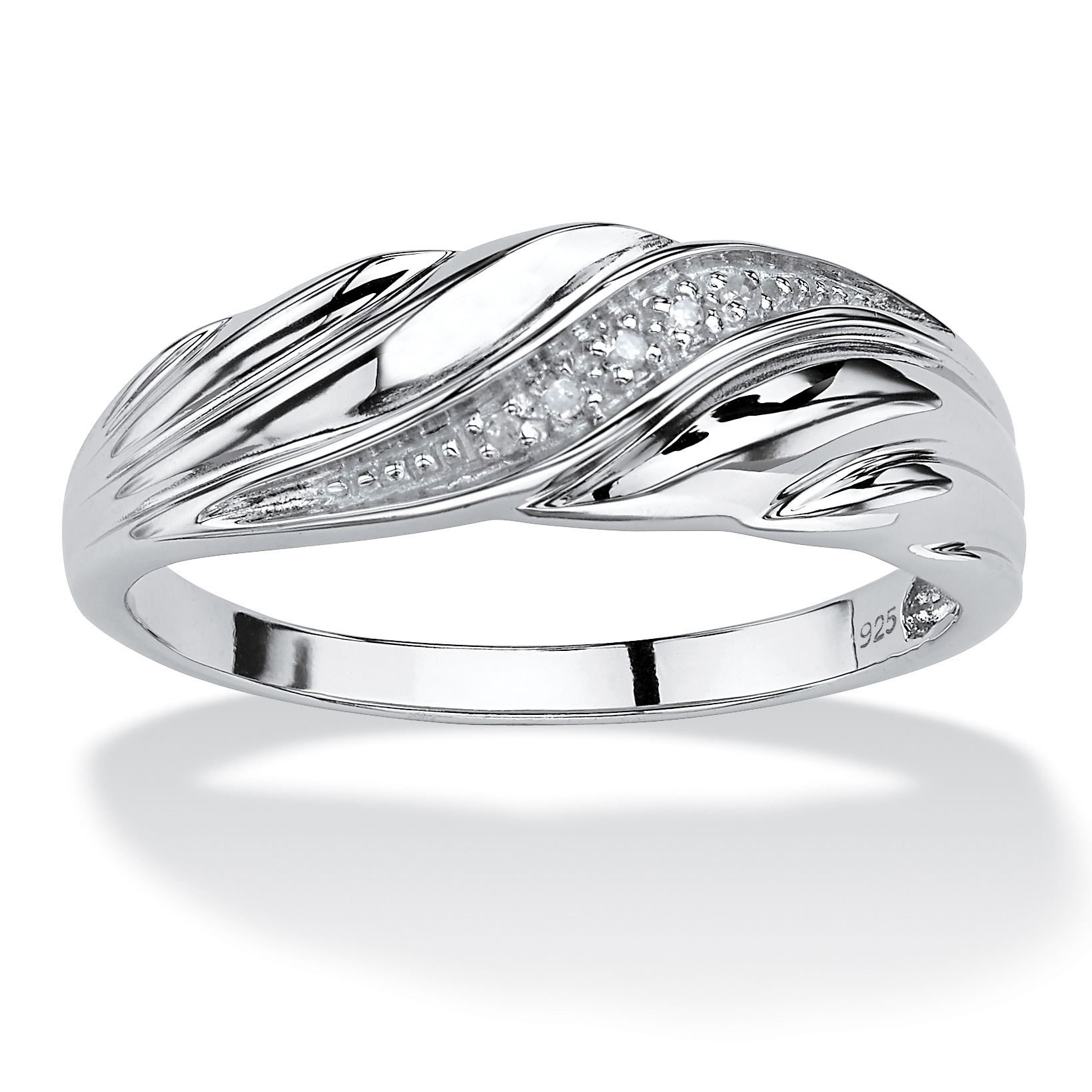 Platinum over Sterling Silver Diamond Accent Wedding Band