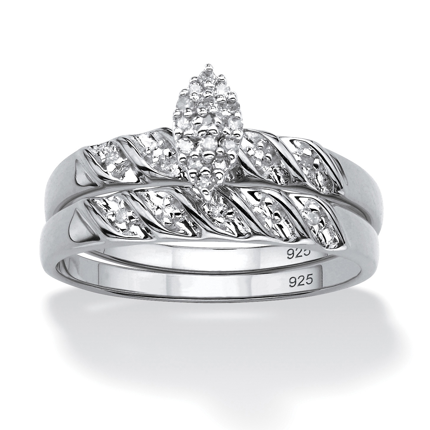 Platinum over Sterling Silver Diamond Women's Ring