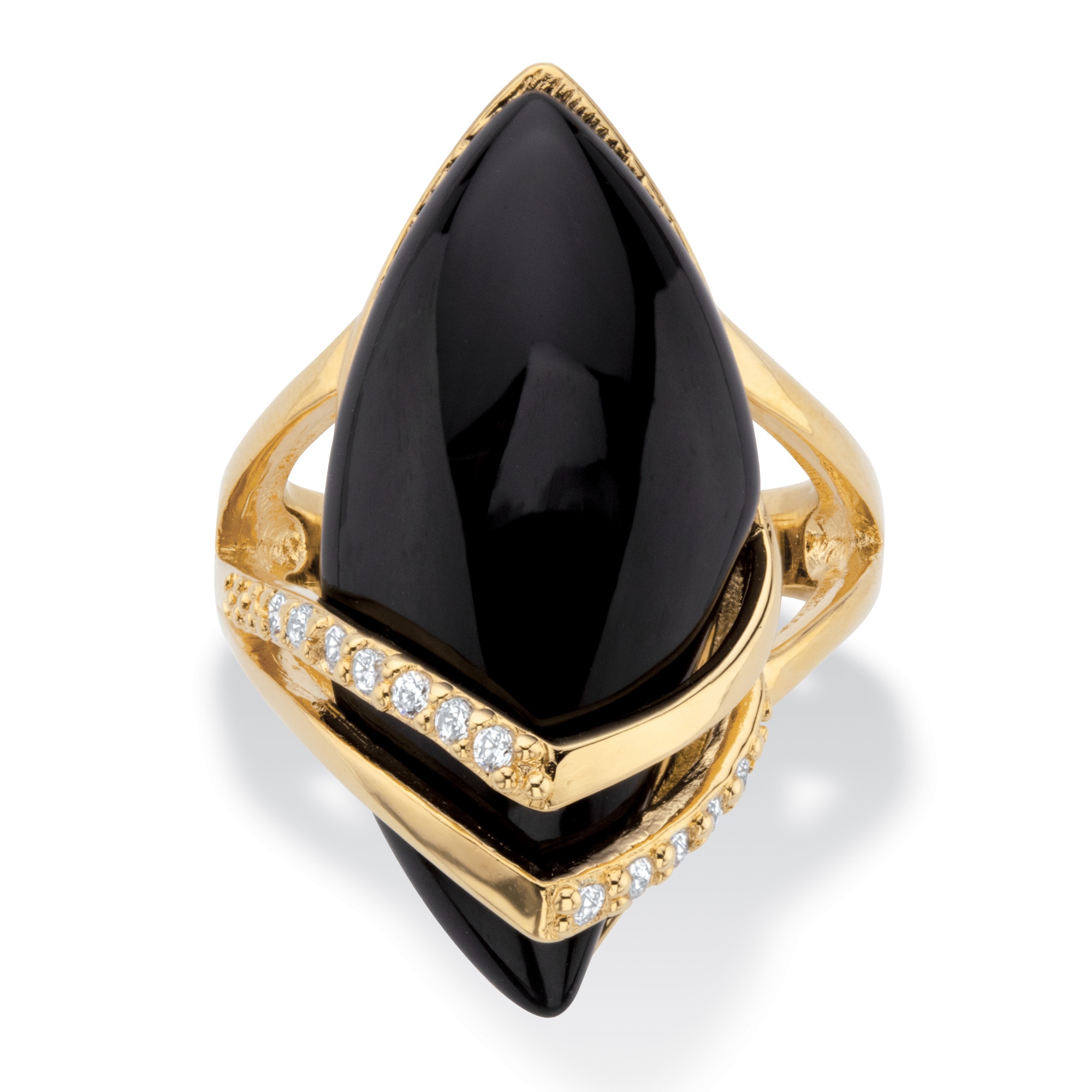 Tiger's-Eye DiamonUltra&trade; Cubic Zirconia 18k Gold Over Sterling Silver Wrap Ring