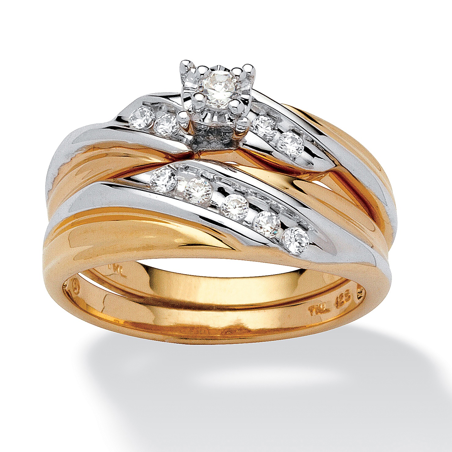 Tutone. 18k Gold over Sterling Silver DiamonUltra&trade; Cubic Zirconia ...