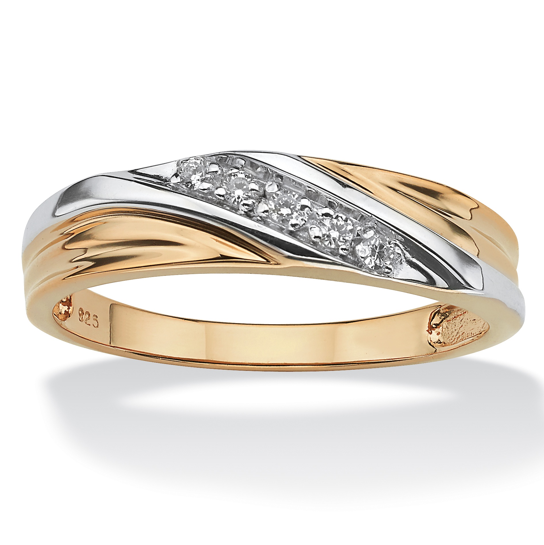Tutone. 18k Gold over Sterling Silver DiamonUltra&trade; Cubic Zirconia ...
