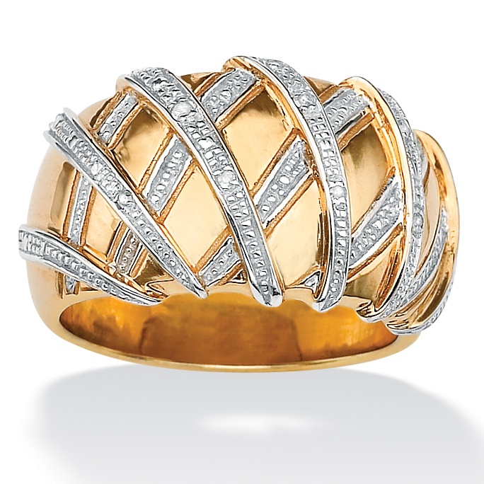 Tutone. 18k Gold over Sterling Silver Basketweave Ring