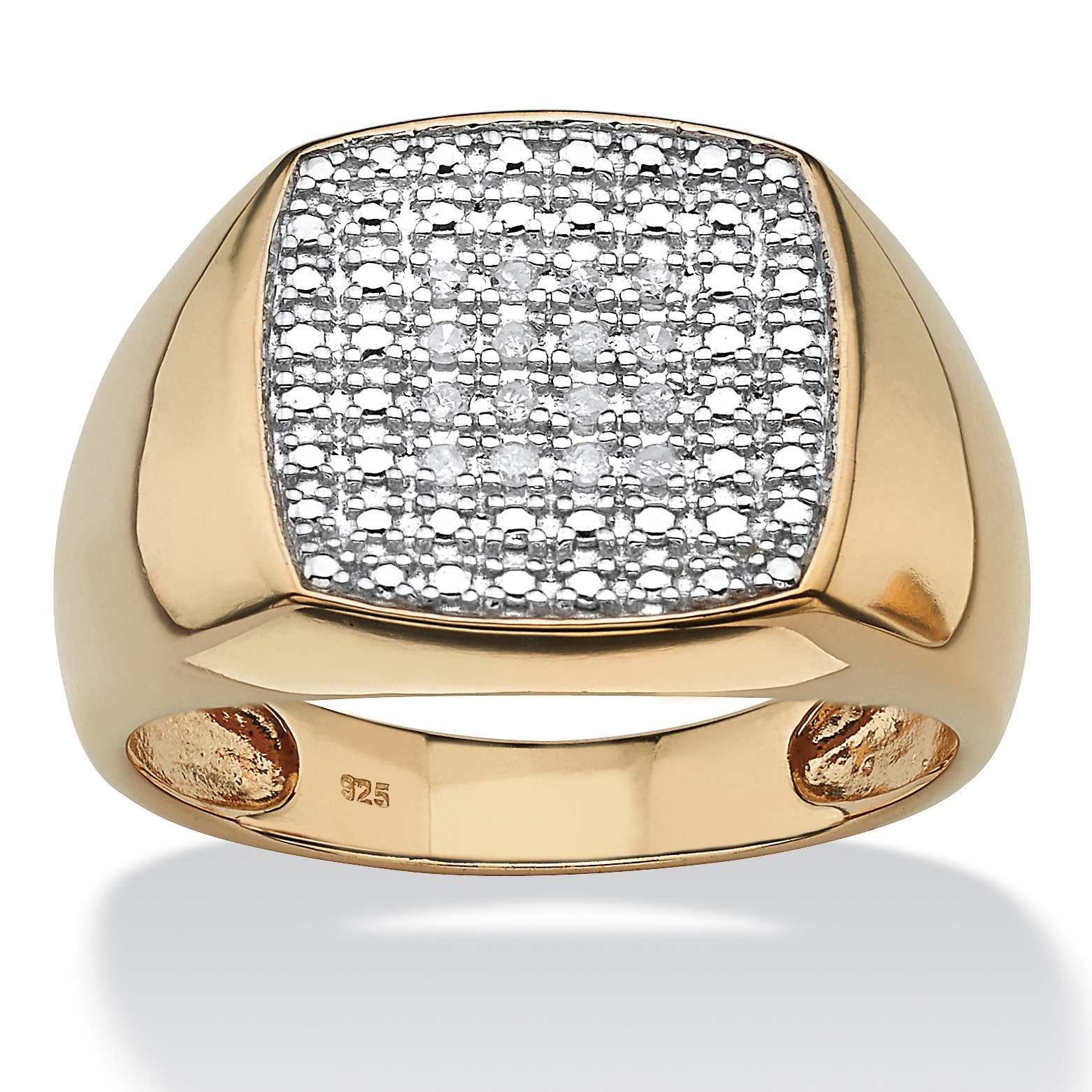 Tutone. 18k Gold over Sterling Silver Diamond Cluster Ring