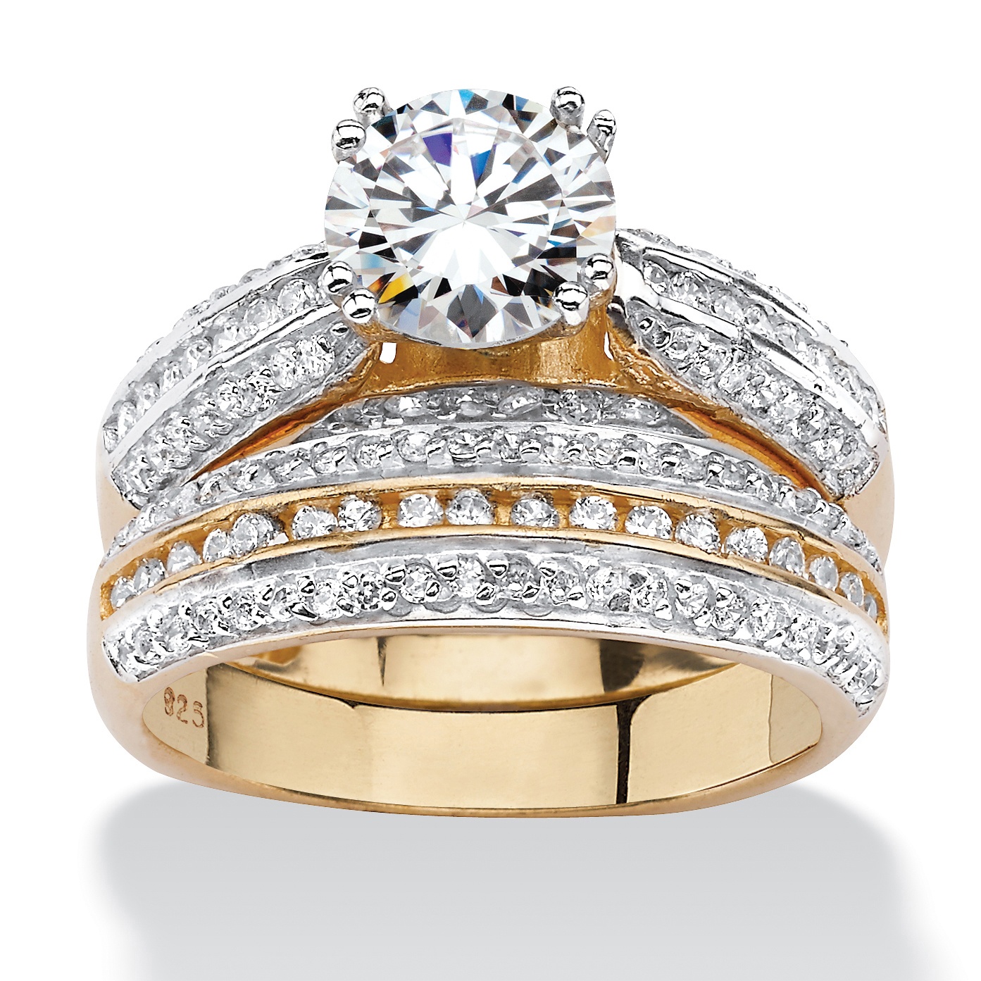 Sterling Silver and 18k Gold over Sterling Silver DiamonUltra&trade; Cubic ...