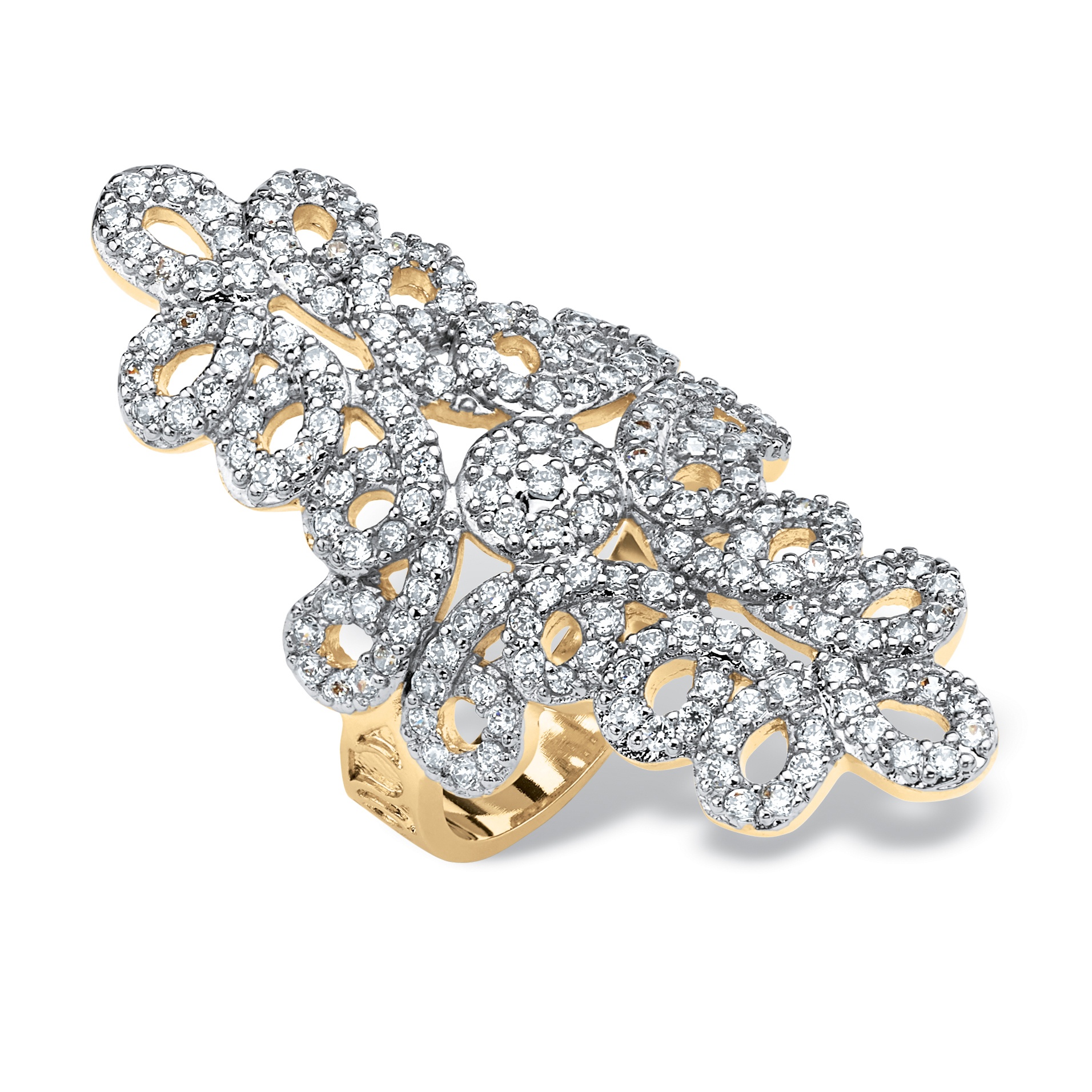 Tutone. 14k Gold-Plated DiamonUltra Cubic Zirconia Swirl Ring