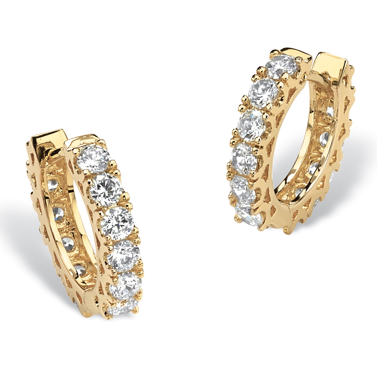 14k Gold-Plated DiamonUltra&trade; Cubic Zirconia Eternity Huggie-Style Hoop ...