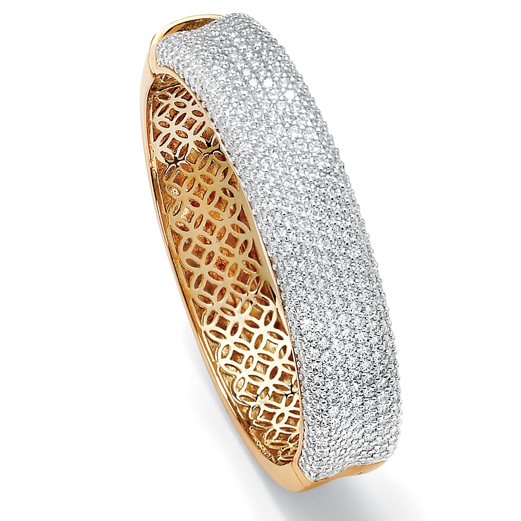 Tutone. 14k Gold-Plated DiamonUltra&trade; Cubic Zirconia Bangle Bracelet