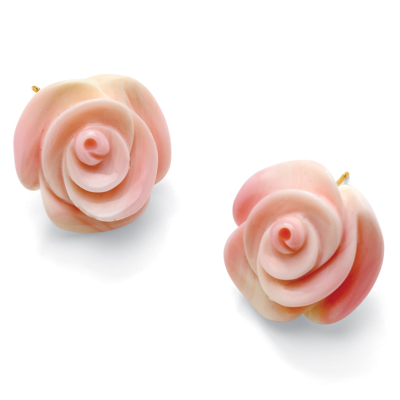 18k Gold over Sterling Silver Pink Chalcedony Flower Pierced Earrings