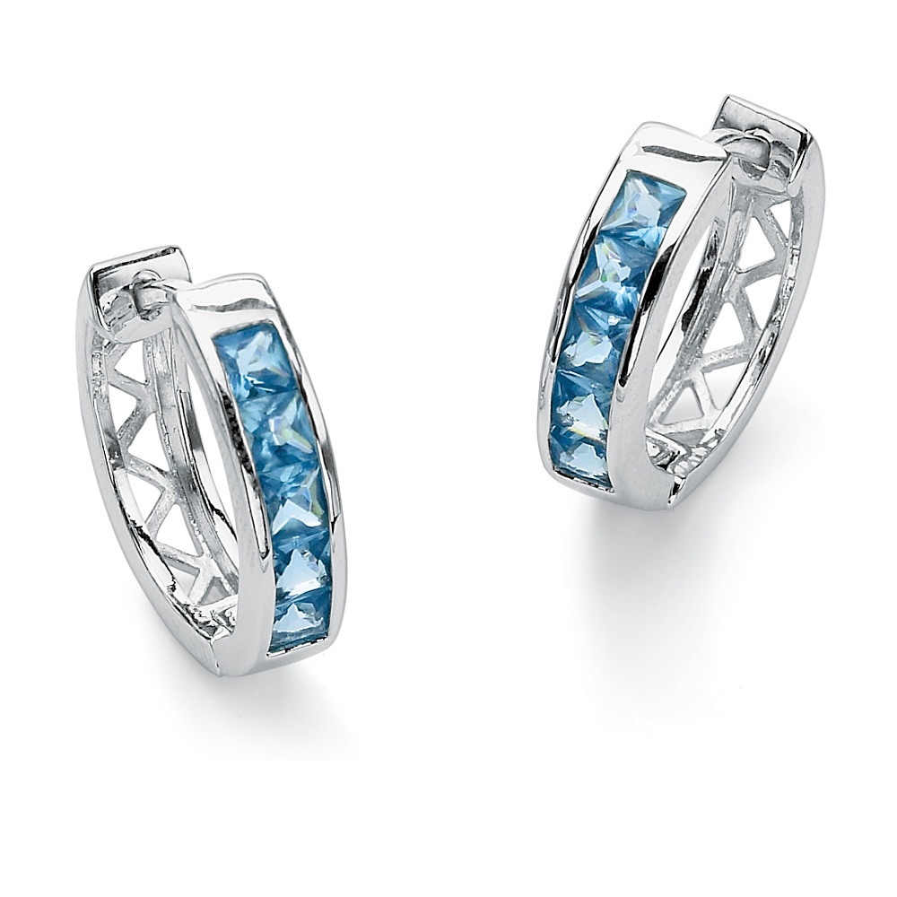 Sterling Silver Channel-Set Birthstone Huggie-Hoop Pierced Earrings
