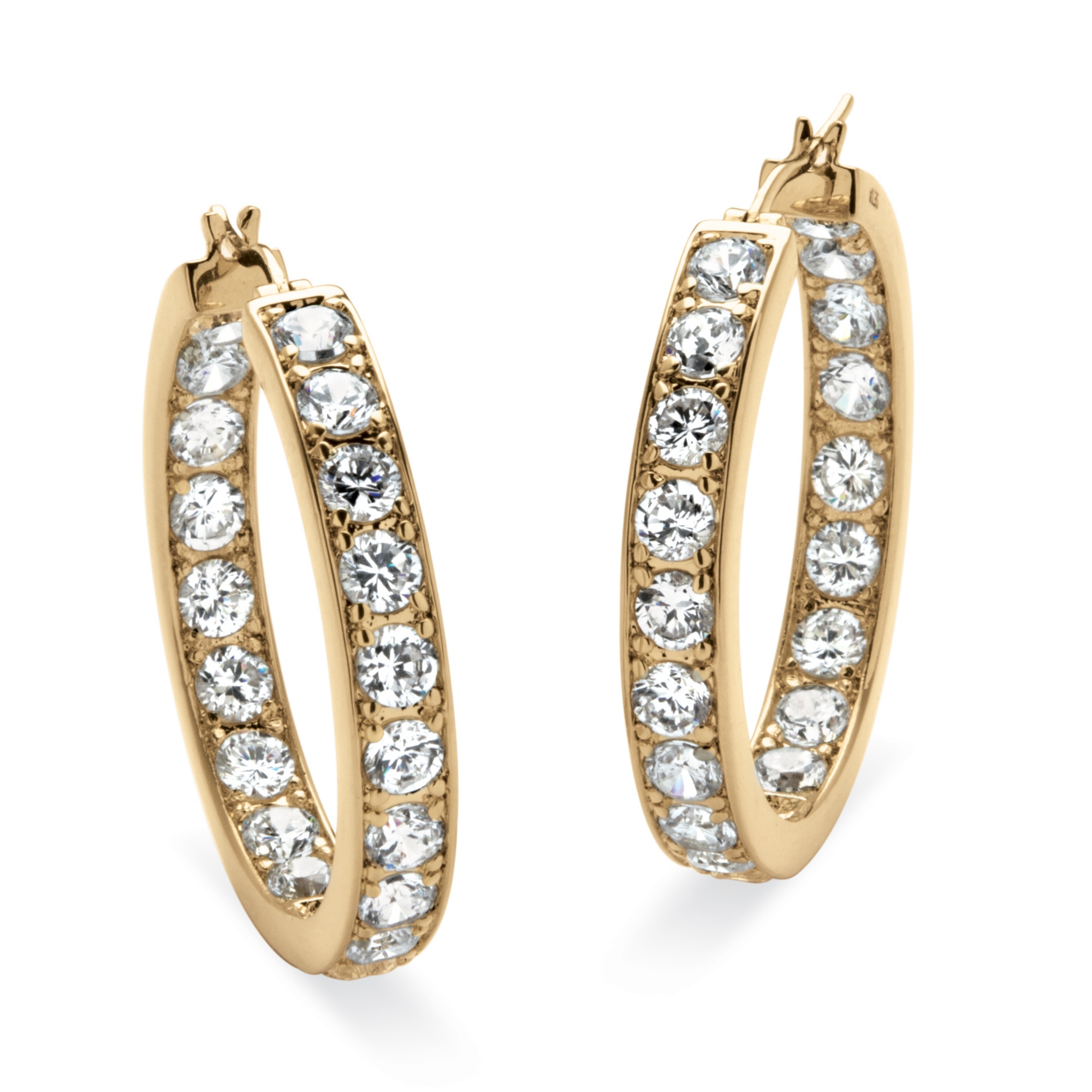 14k Gold-Plated DiamonUltra&trade; Cubic Zirconia Inside-Out Hoop Pierced Earrings