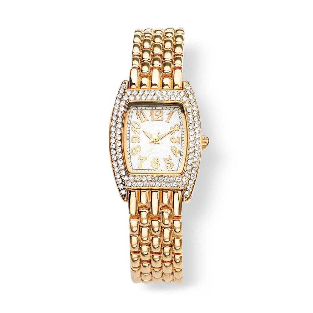 14k Gold-Plated Crystal Bezel Panther-Link Watch
