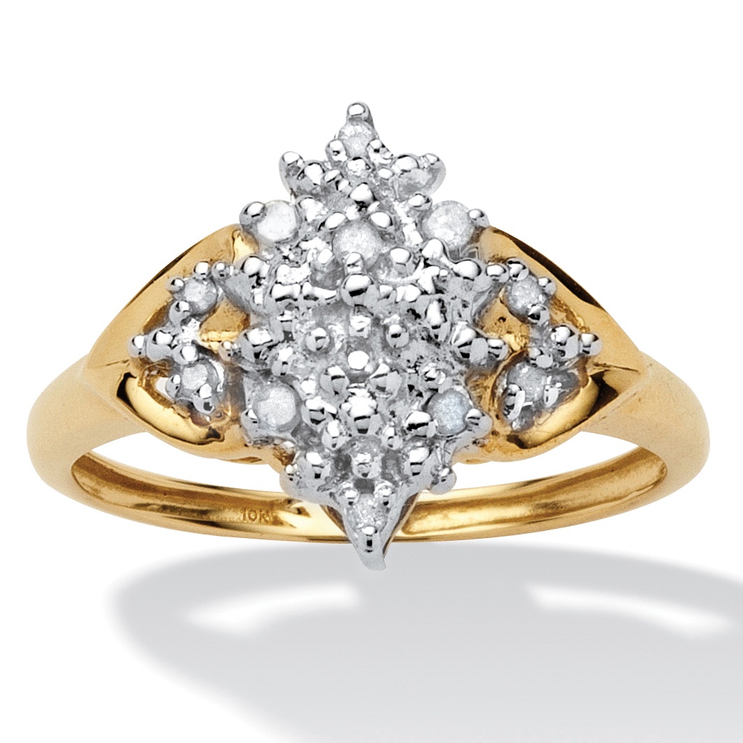 Tutone 10k Gold Diamond Cluster Spray Ring