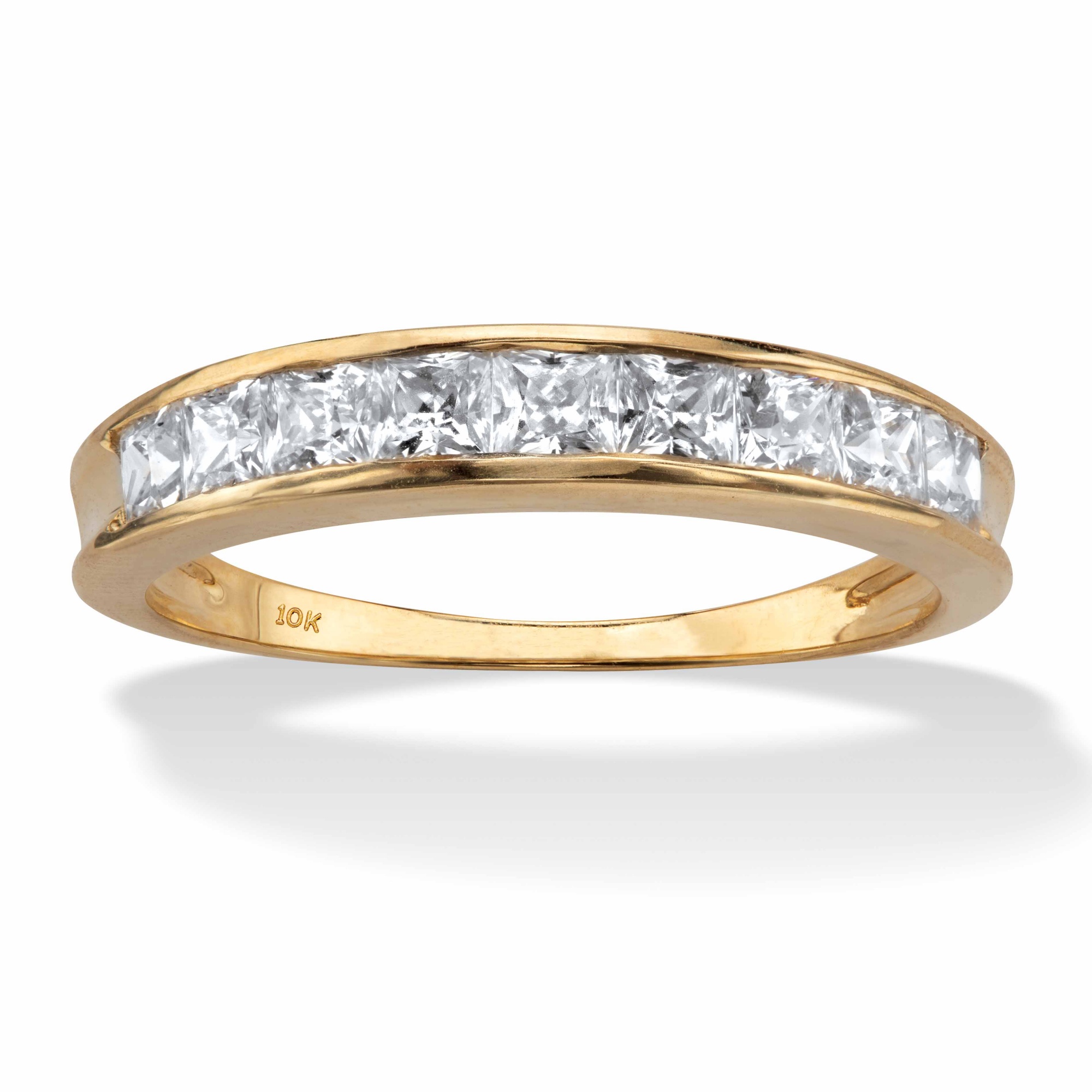 10k Gold Channel-Set Princess-Cut DiamonUltra&trade; Cubic Zirconia ...