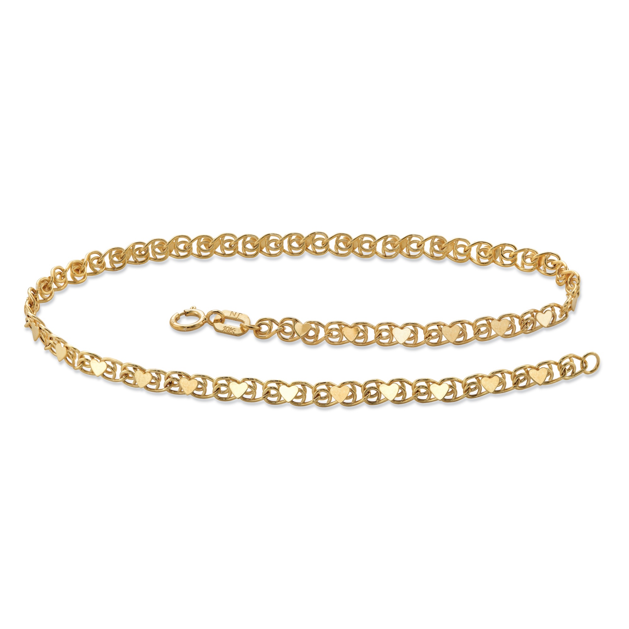 10k Gold Heart-Link Ankle Bracelet