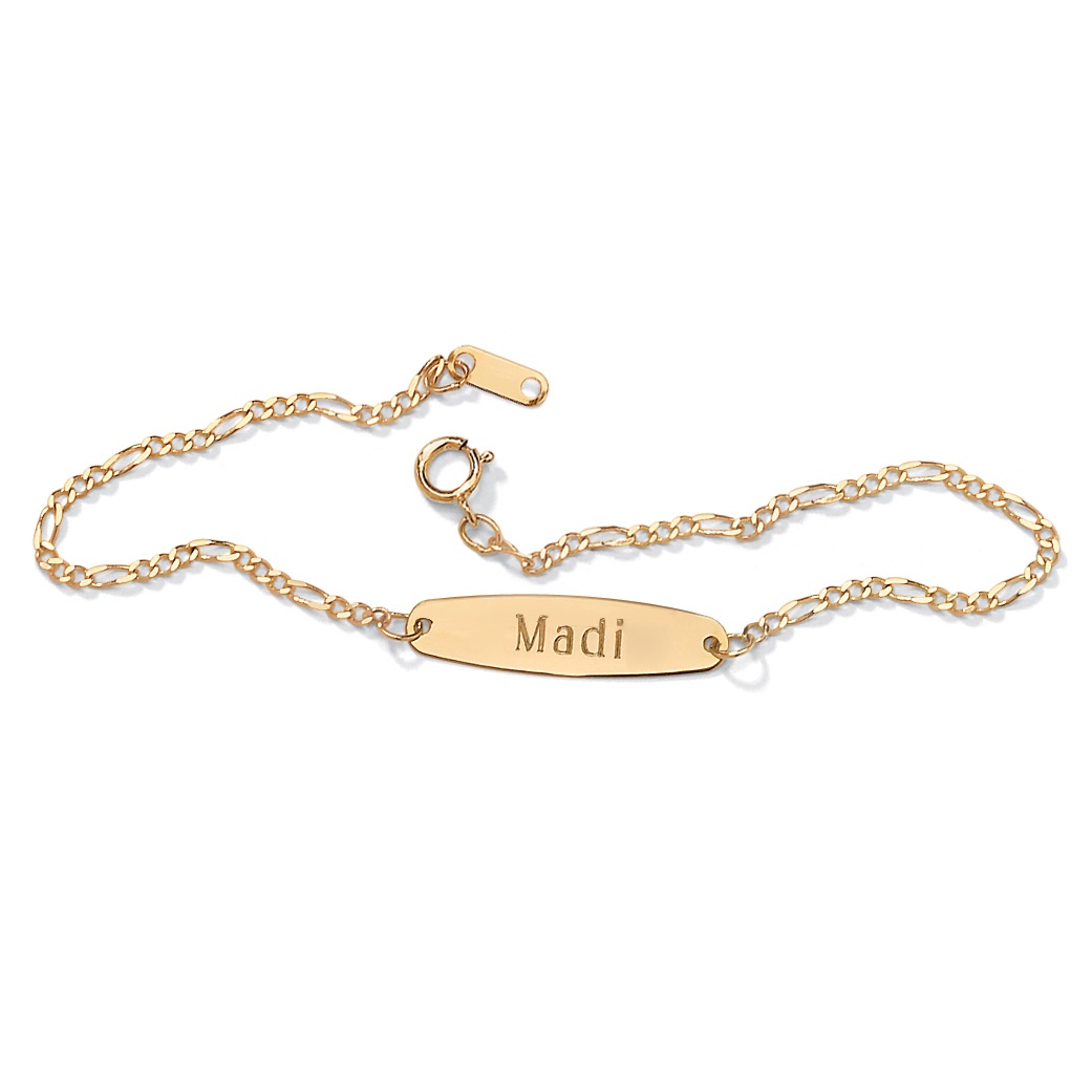 10k Gold Personalized Figaro-Link Ankle Bracelet