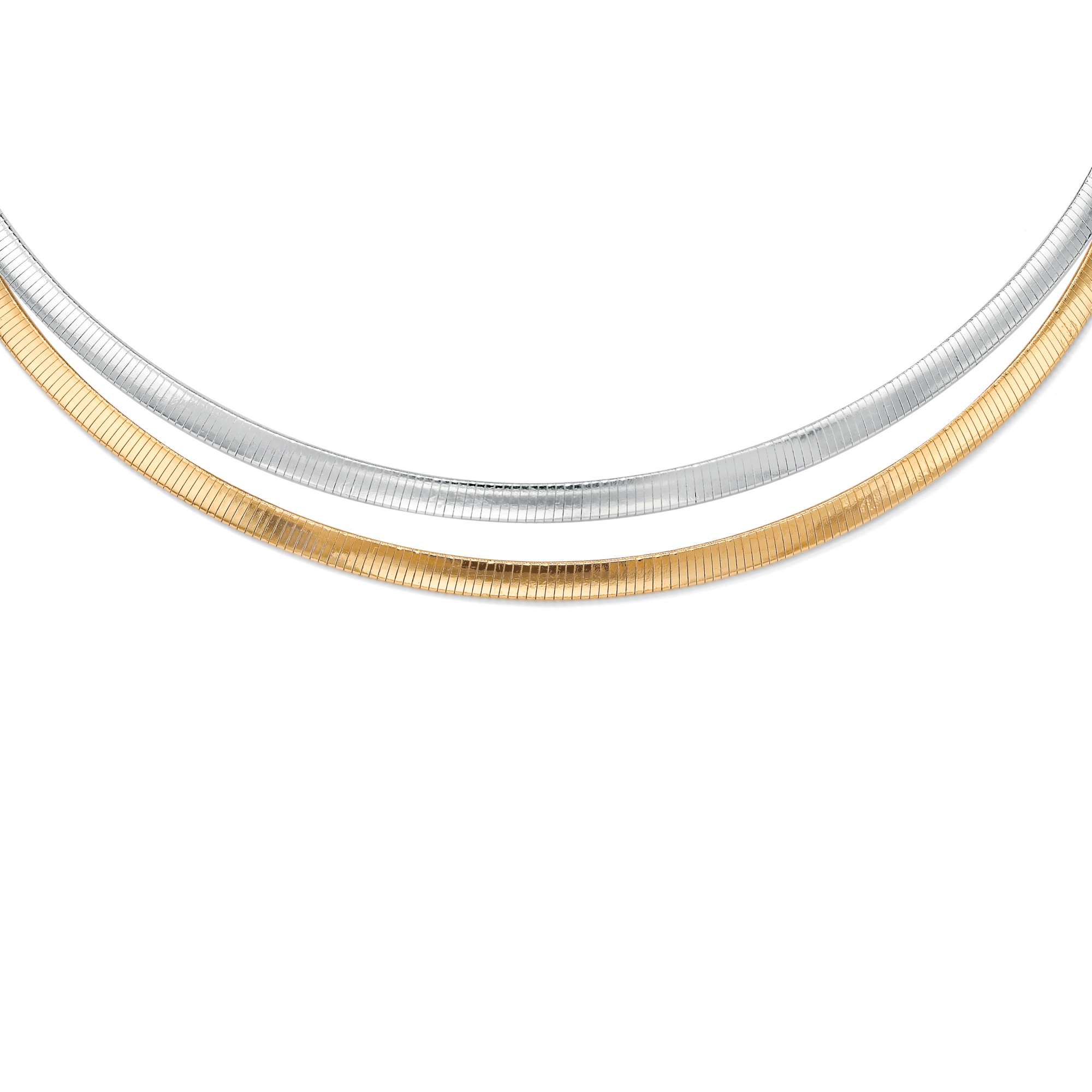 Tutone. Sterling Silver and 14k Gold Reversible Omega-Link Necklace