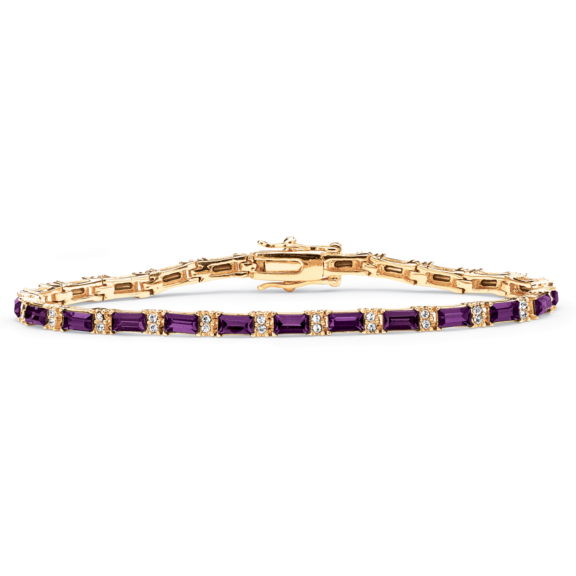14k Gold-Plated Birthstone/Crystal Tennis Bracelet