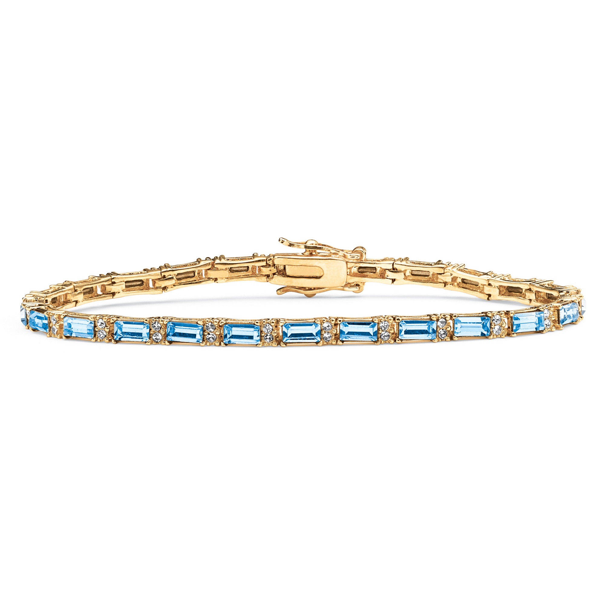 Emerald-Cut Simulated Birthstone Crystal Accent 14k Yellow Gold-Plated Tennis Bracelet 7 1/2