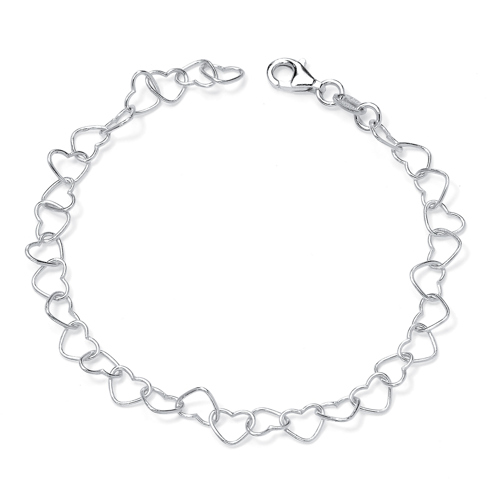 Sterling Silver Heart Link Ankle Bracelet 11