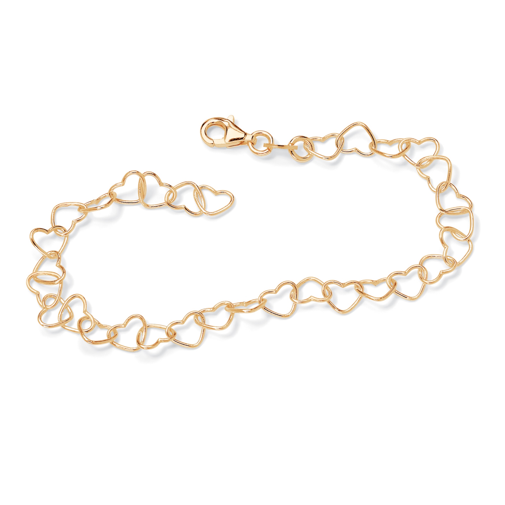 18k Gold over Sterling Silver Heart-Link Ankle Bracelet