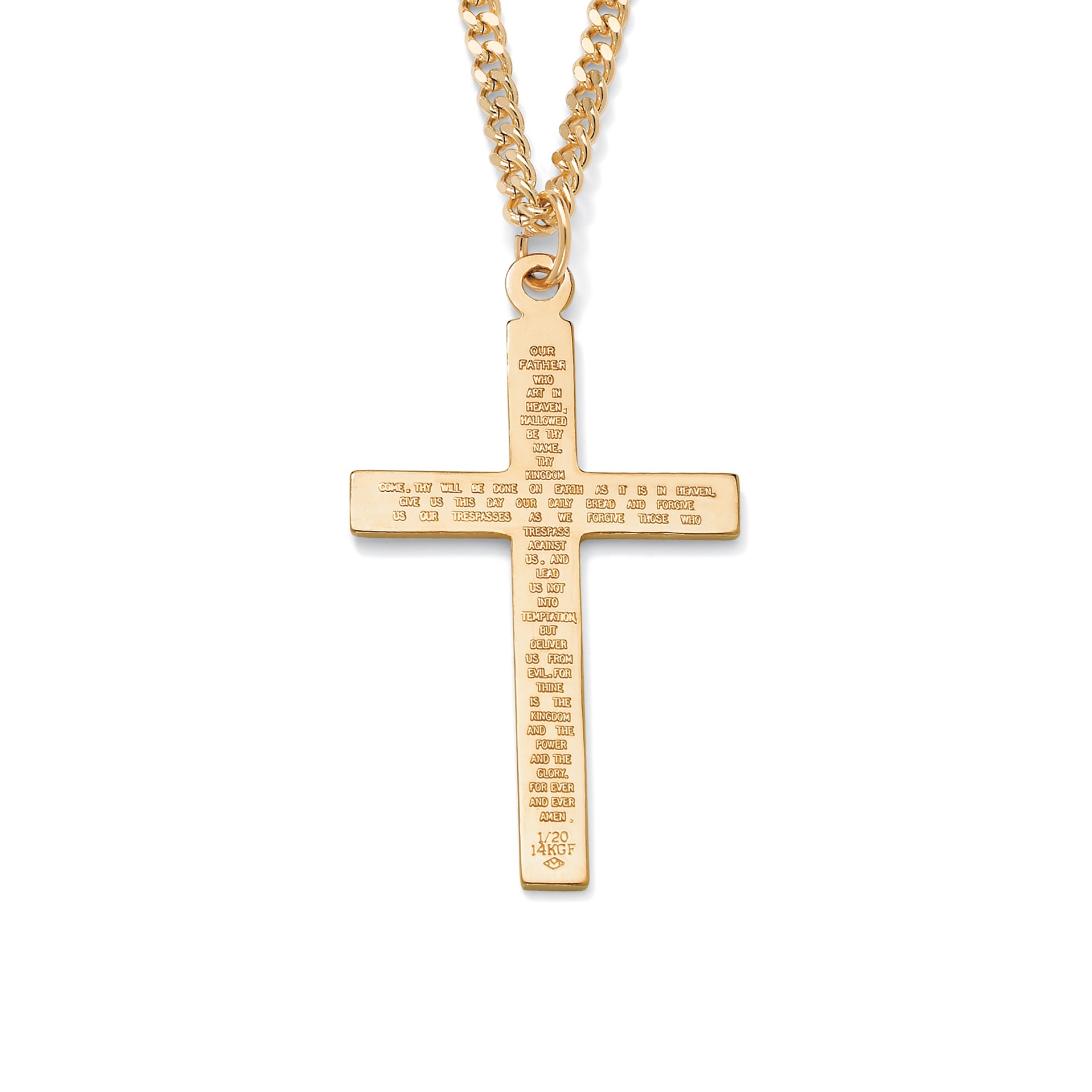 14k Gold-Filled "Lord's Prayer" Cross Pendant and Chain