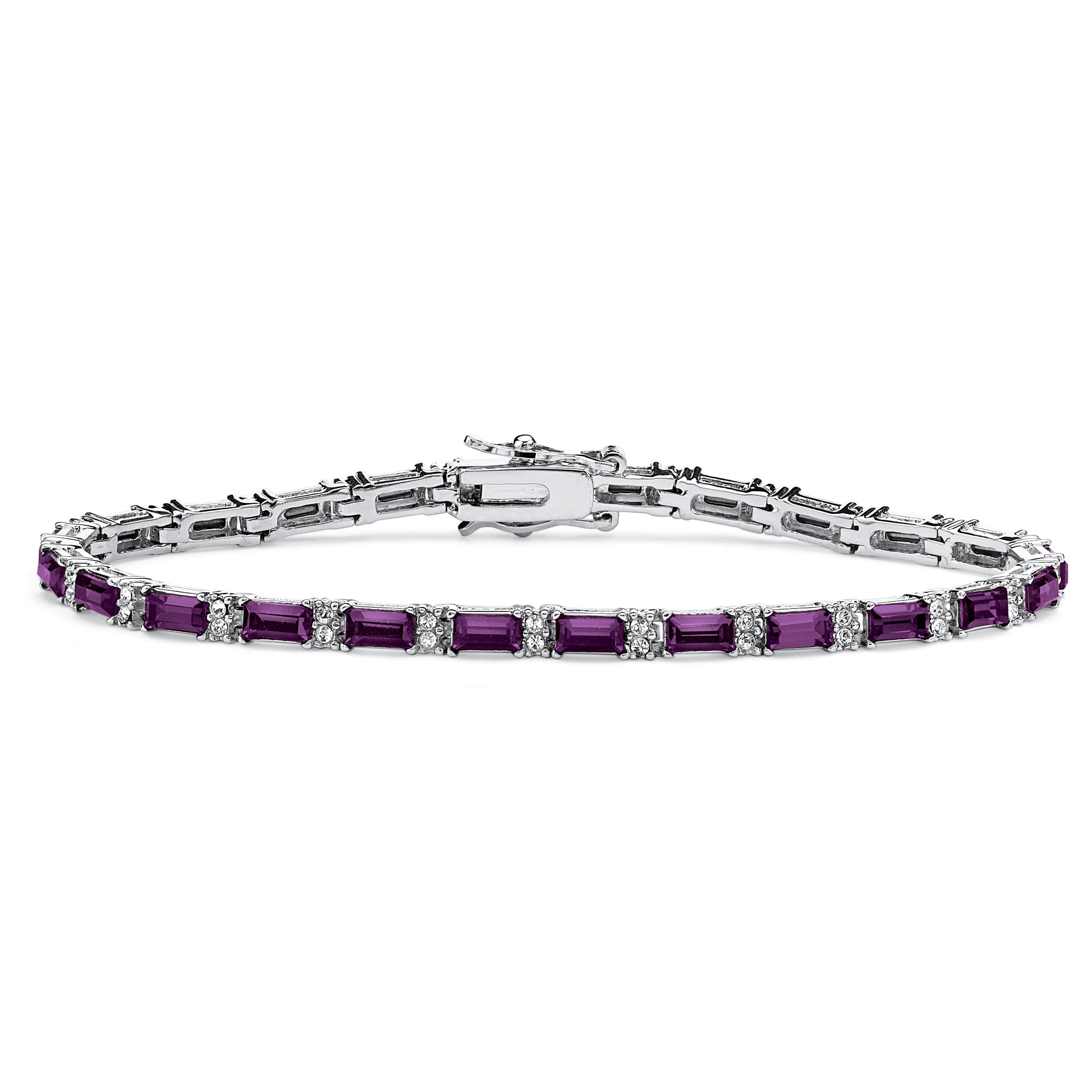 Silvertone Metal Birthstone Tennis Bracelet