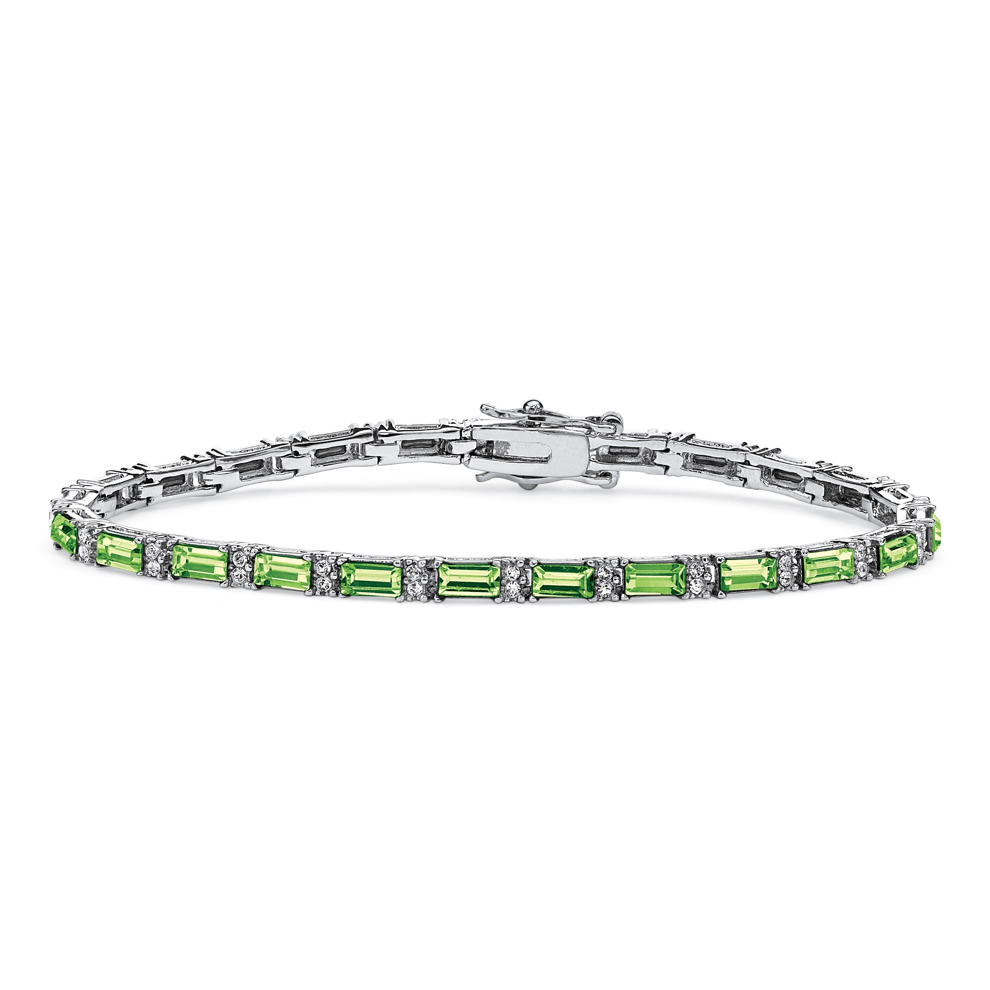 Silvertone Metal Birthstone Tennis Bracelet