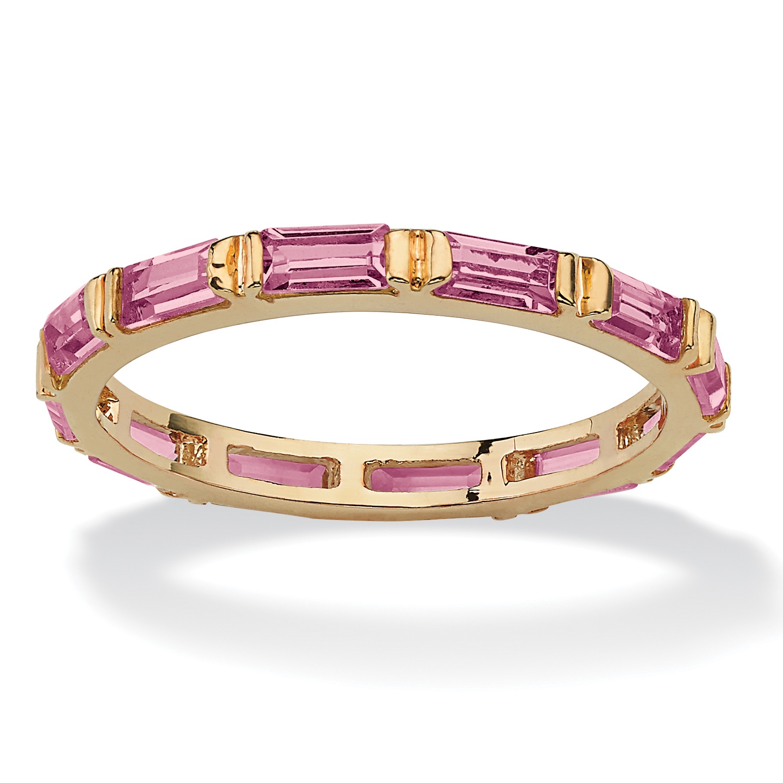 14k Gold-Plated Birthstone Eternity Band Ring