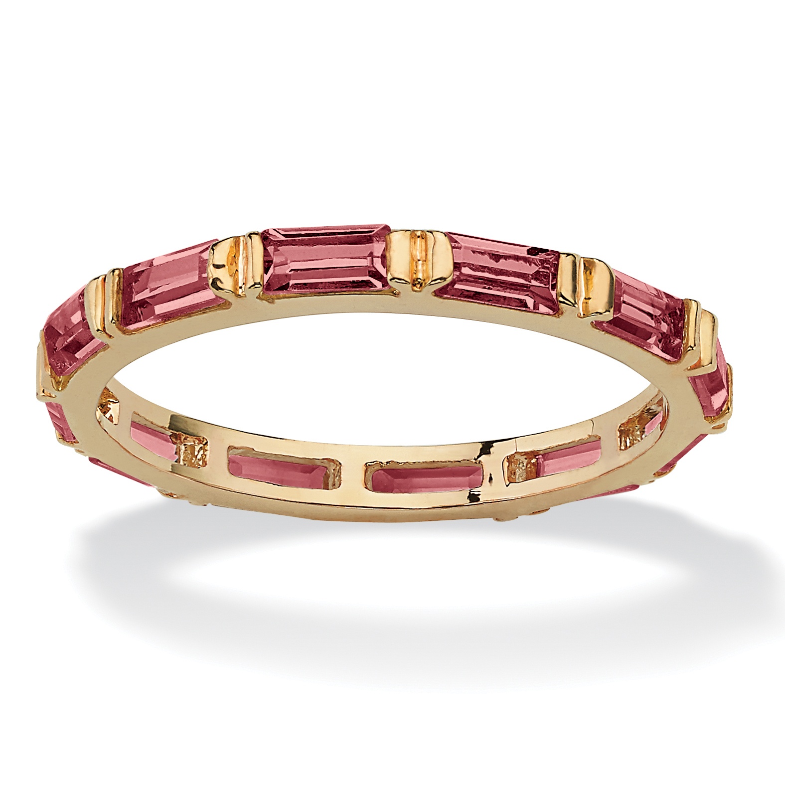 14k Gold-Plated Birthstone Eternity Band Ring