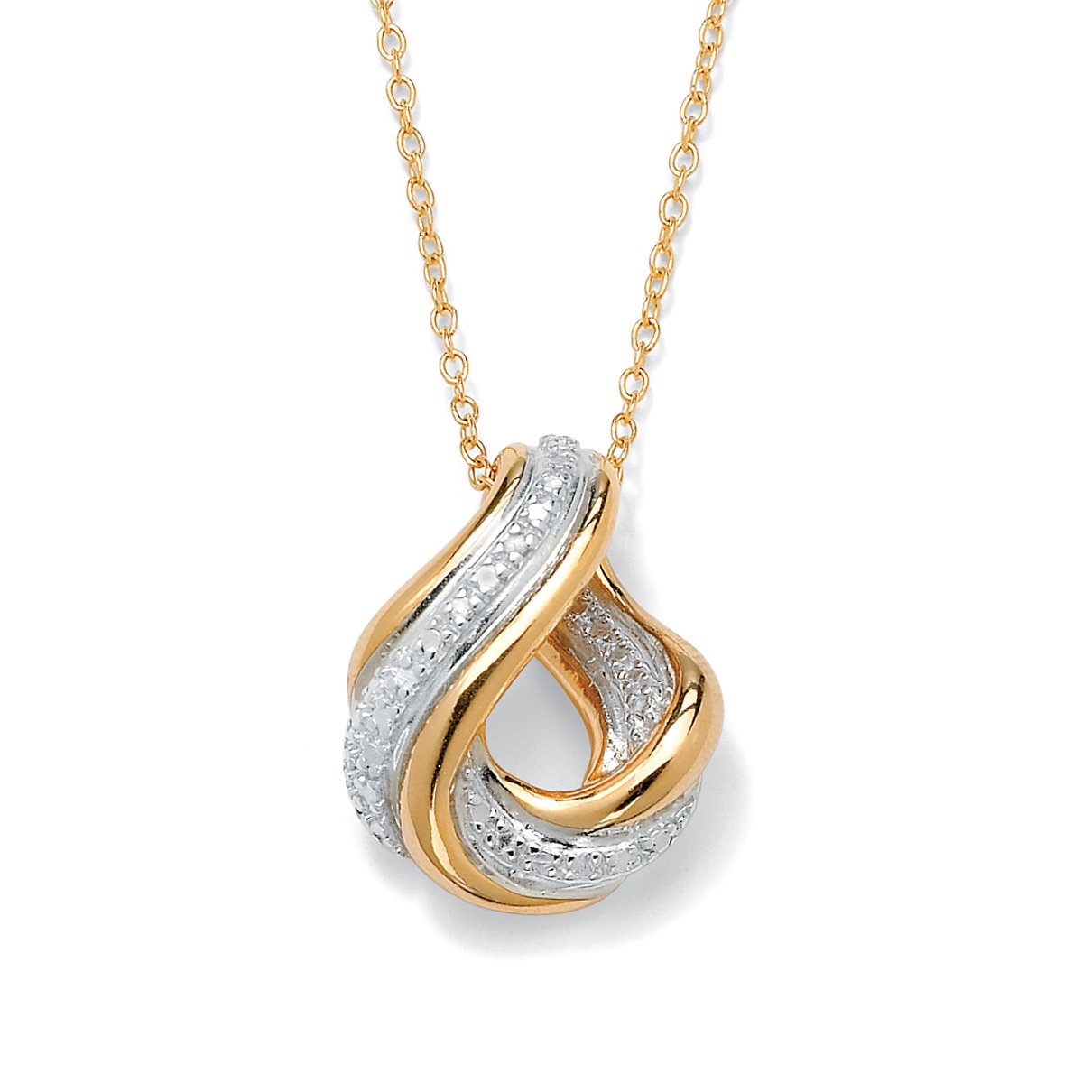 18k Gold over Sterling Silver Diamond Accent Swirled Eternity Pendant and Chain